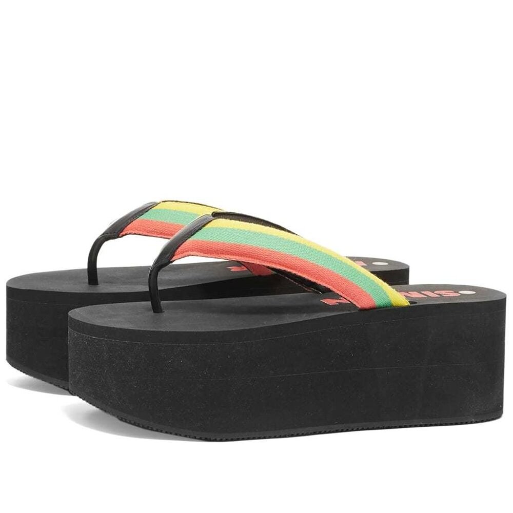 Simon Miller Foami Platform Thong Sandals Size 38 Black Yellow Green Red
